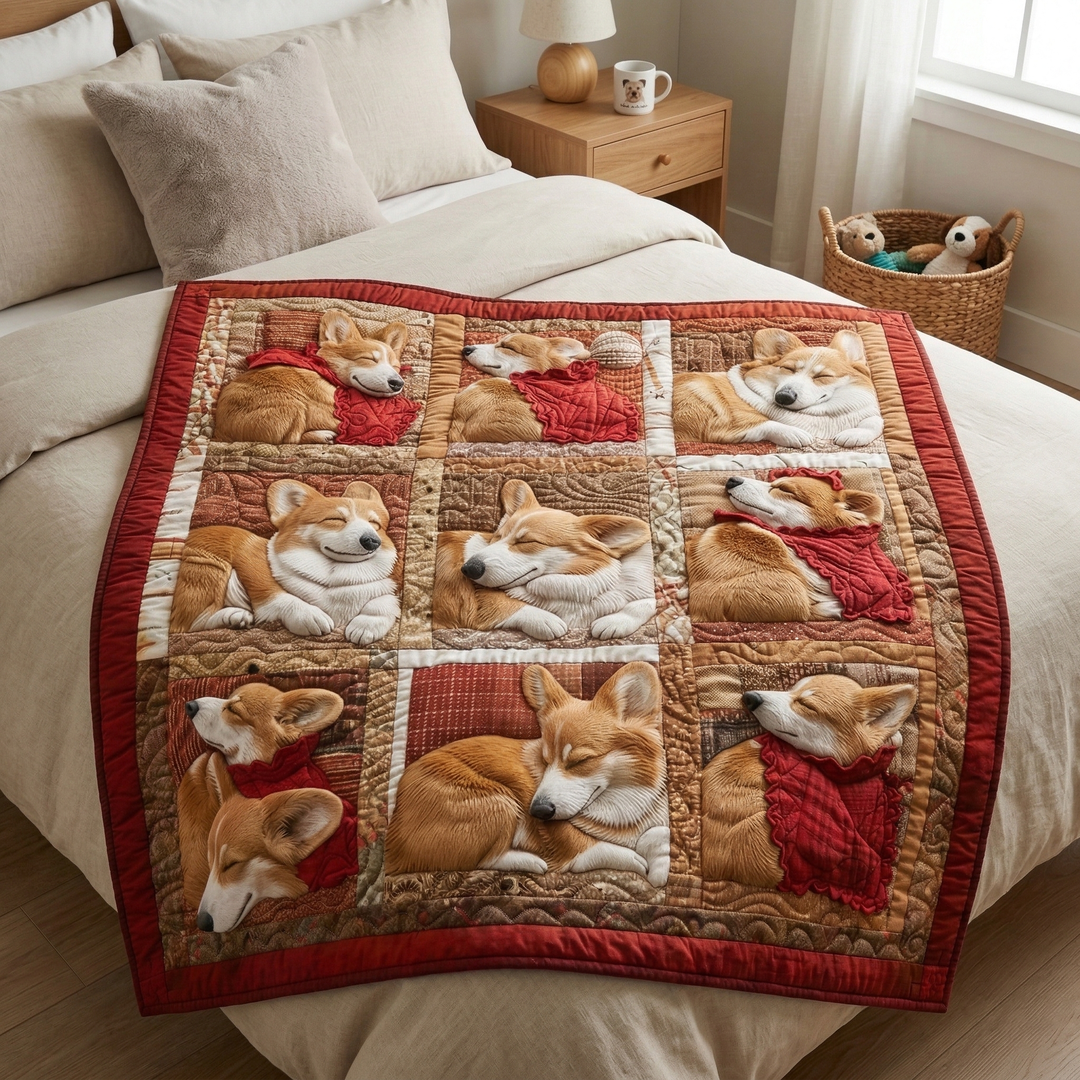 Happy Corgi Sleeping SR2208033CL Quilt
