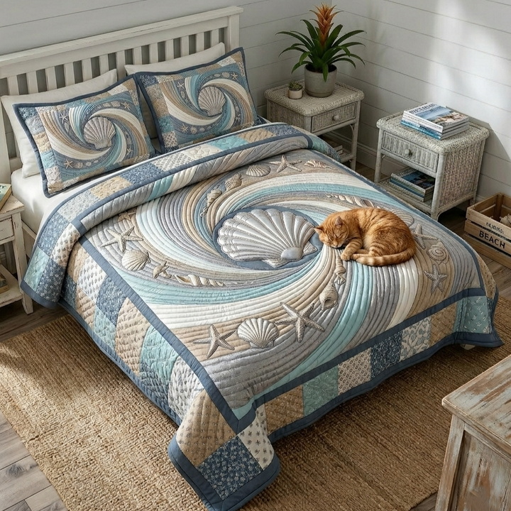 Coastal Whisper 3-Piece Quilted Bedding Set