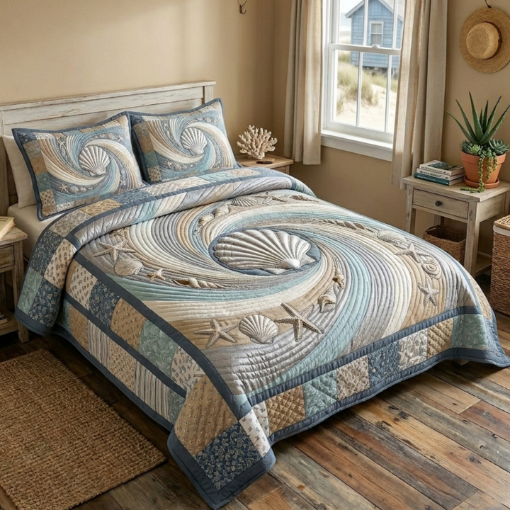 Coastal Whisper 3-Piece Quilted Bedding Set