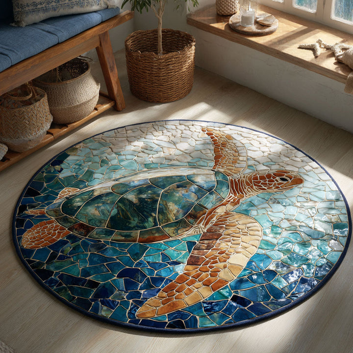 Golden Current Round Area Rug NCU0TV821