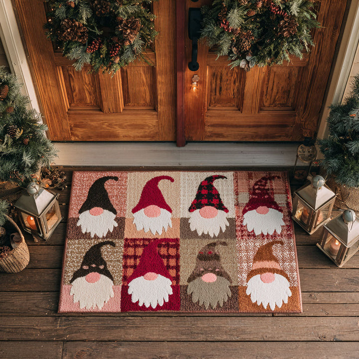 Festive Gnome Row Welcome Mat