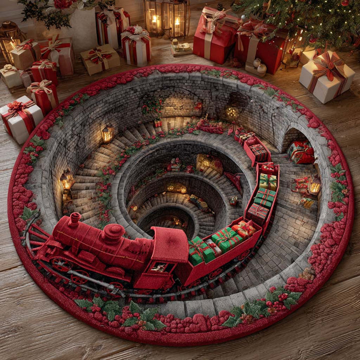Round Holiday Train Descent Carpet - NCU0XD1425