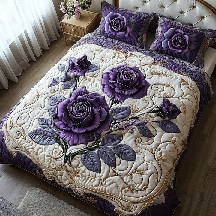 Violet Rose 3-Piece Quilted Bed Set
