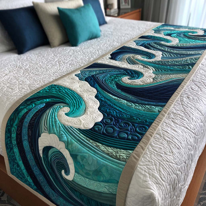 Ocean Waves Quilted Bed Runner - Model NCU0NT9951