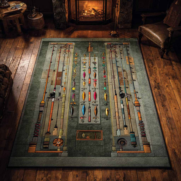Vintage Fishing-Themed Area Rug NCU0NXD1531