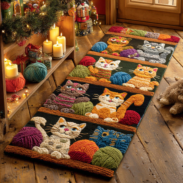 Joyful Feline Art Runner Carpet - NCU0TD1338
