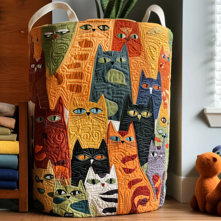 Handcrafted Cat-Themed Laundry Basket
