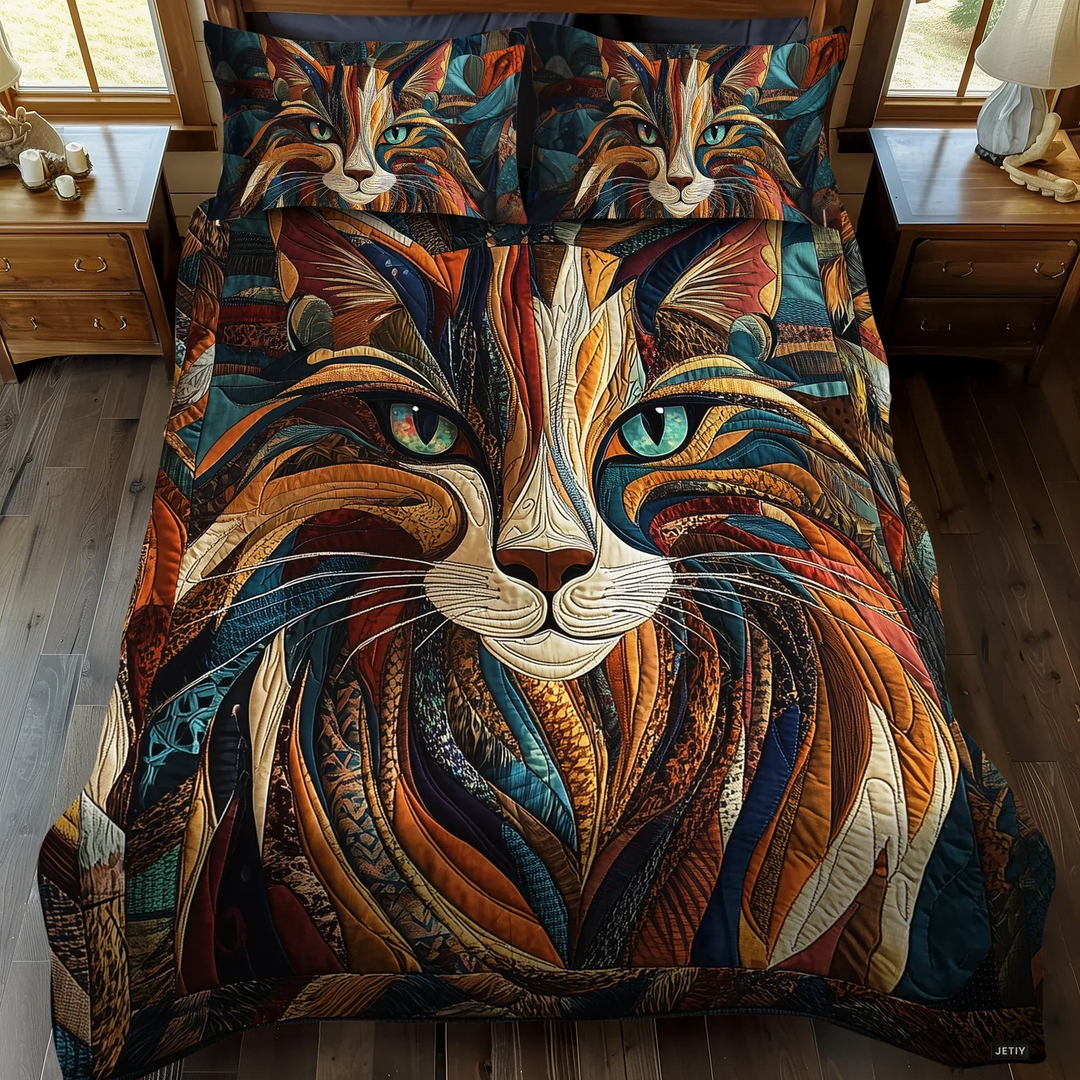 Soft Purrs 3-Piece Quilted Bed Set