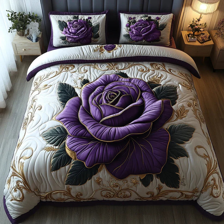 Violet Rose 3-Piece Quilted Bed Set