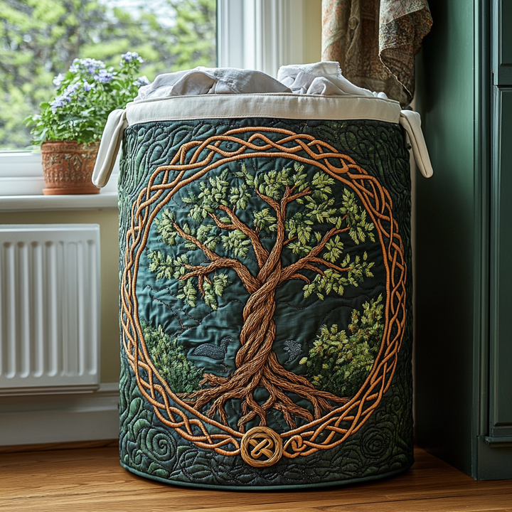 Handcrafted Laundry Basket - Tree of Life Design