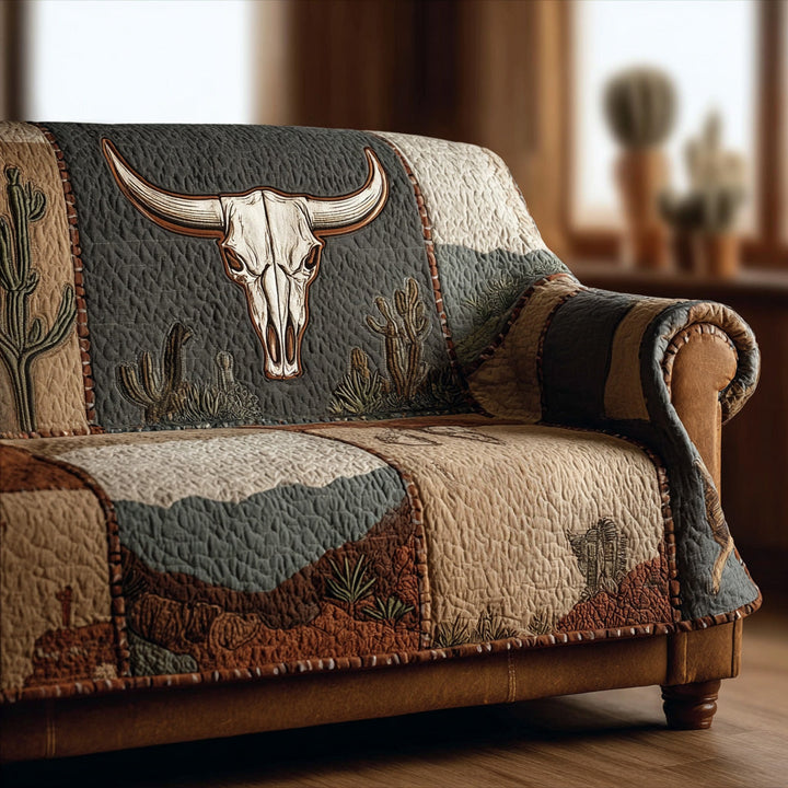 Sagebrush Longhorn Desert Quilted Sofa Protector - Model NCU0LDH045