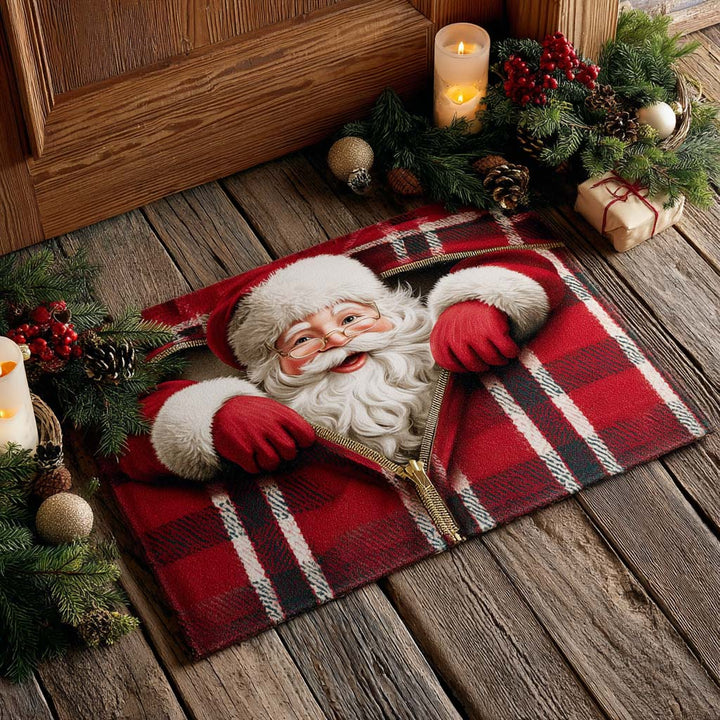 Santa Plaid Zipper Doormat - NCU0XD1049