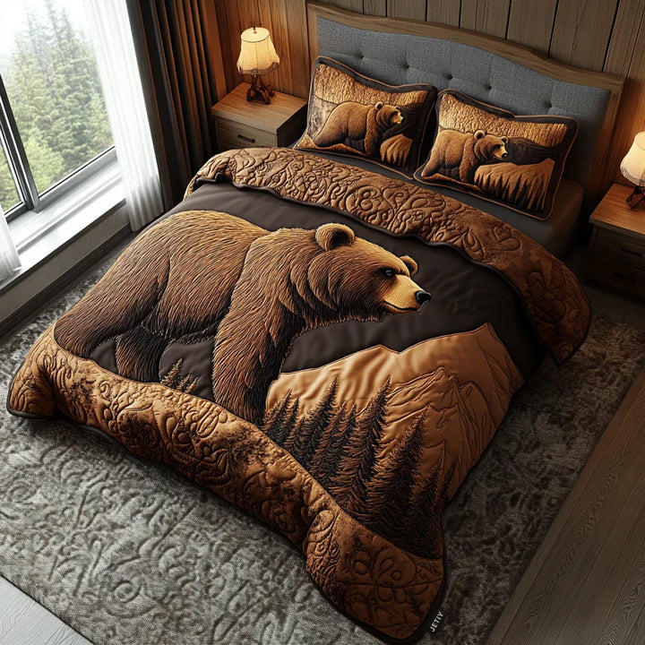 3-Piece Quilted Bed Set - Woodland Creatures