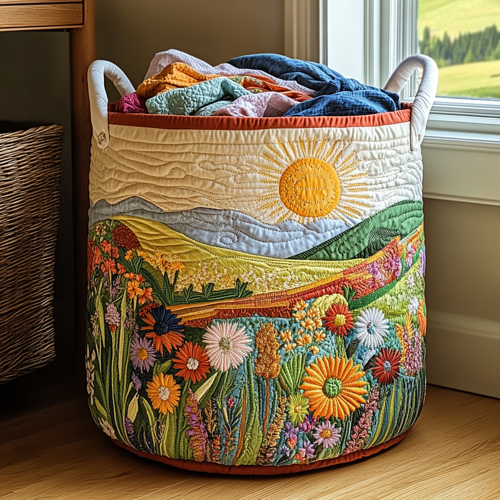 Handcrafted Radiant Sun Laundry Basket