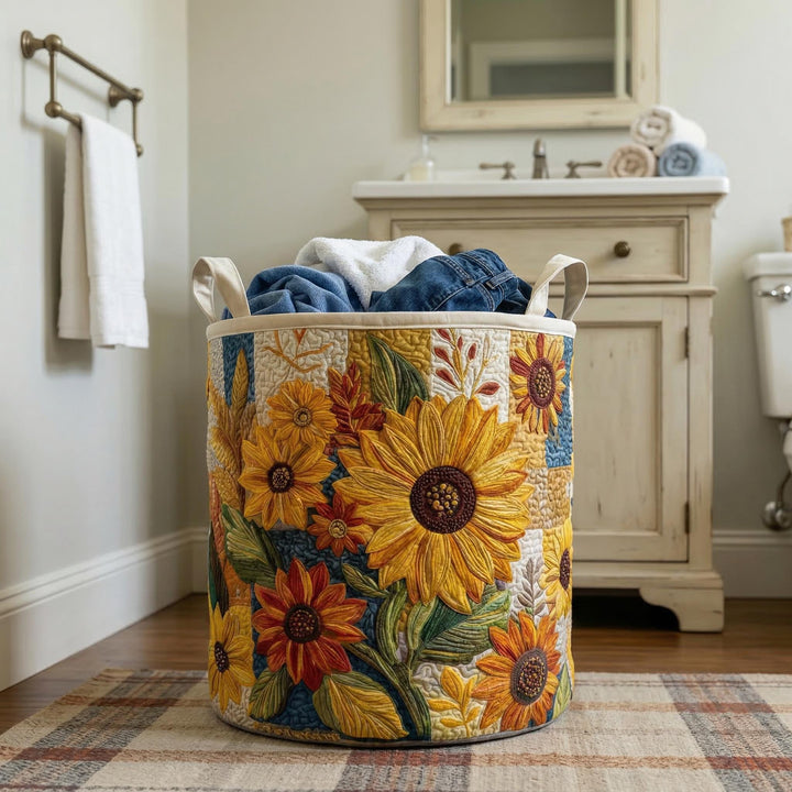 Sunflower Bliss | Quilted Laundry Hamper