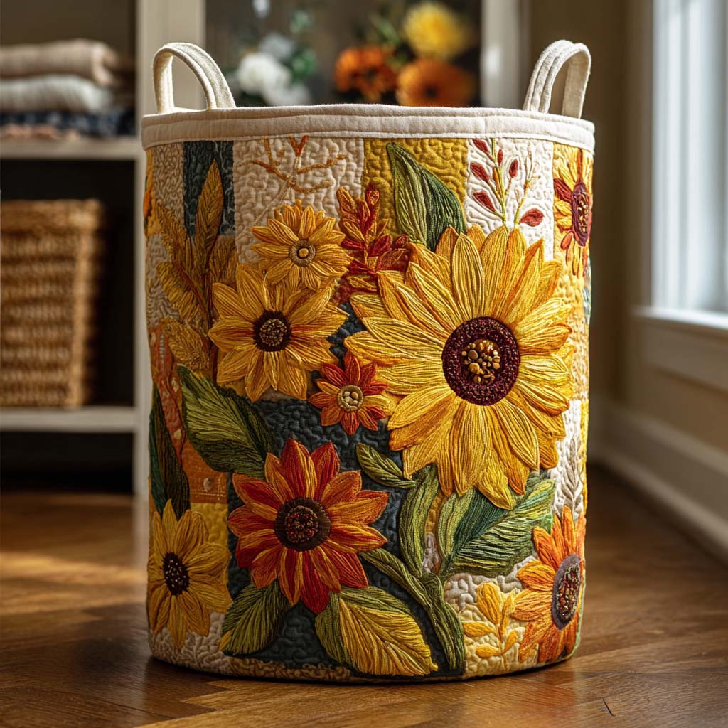 Sunflower Bliss | Quilted Laundry Hamper