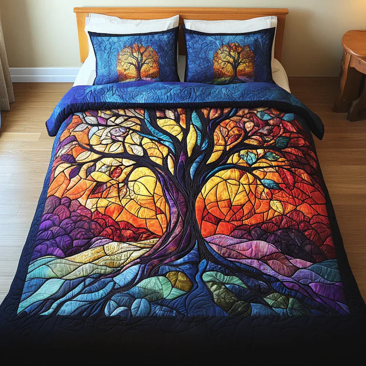 3-Piece Tree of Life Quilted Bed Set