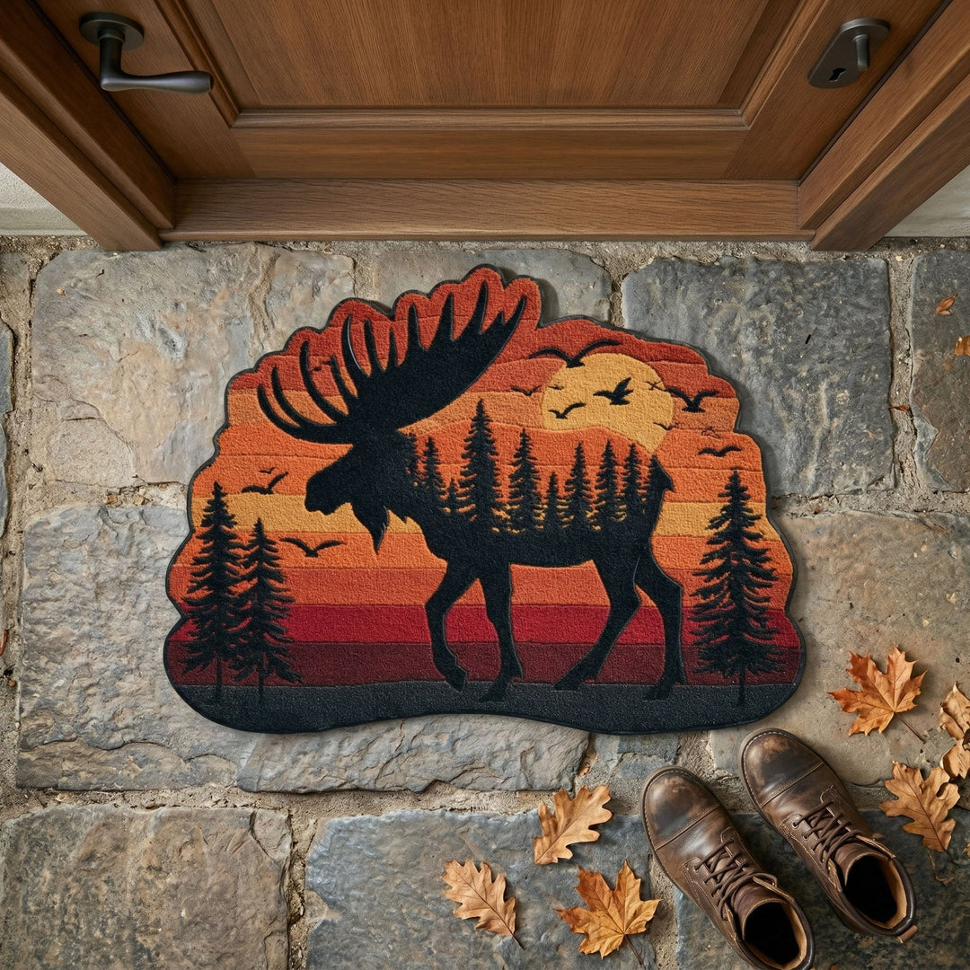 Custom Shaped Sunset Moose Doormat - NCU0NNT3086
