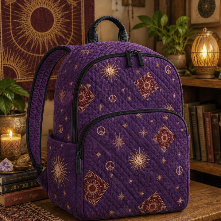 Bohemian Sun and Moon Stars Quilted Backpack - TN11