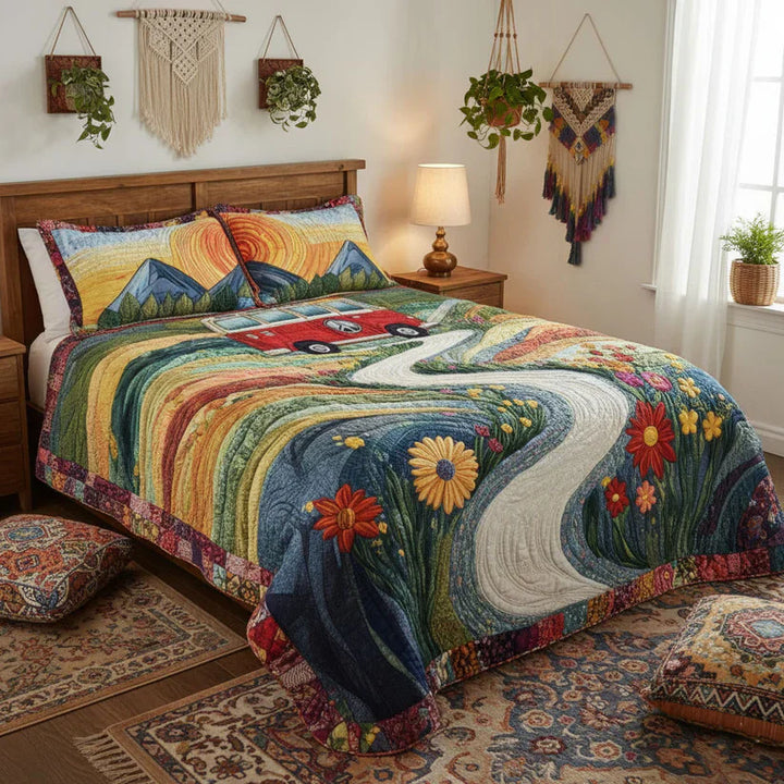 Vintage Journey 3-Piece Quilted Bed Set