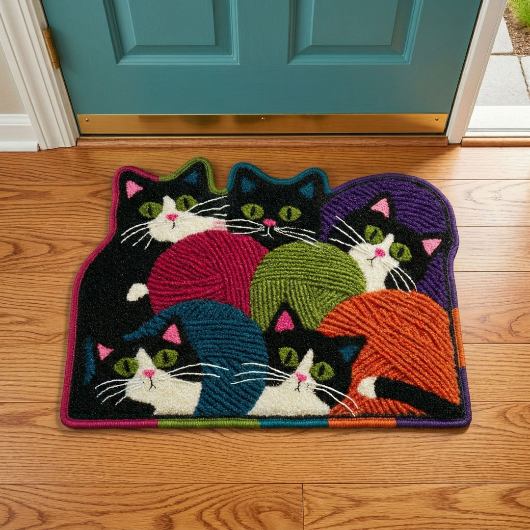 Custom Shaped Doormat - Yarn Cats Design NCU0NNT3097