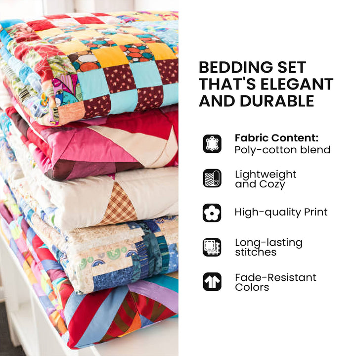 Flower Patchwork 3-Piece Quilted Bedding Set