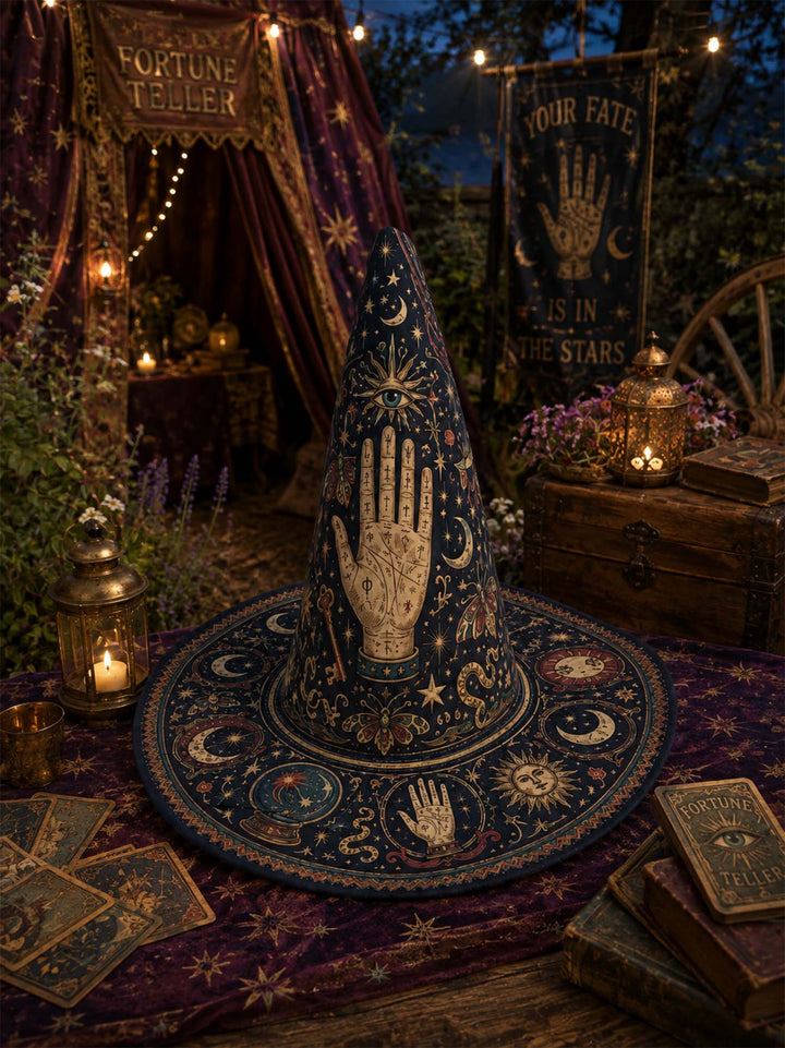 Mystic Moon Handcrafted Quilted Witch Hat