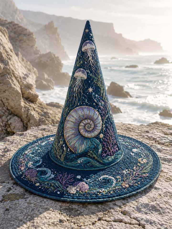 Deep Sea Mermaid Coastal Gothic Handcrafted Quilted Witch Hat