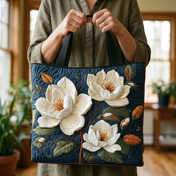 Elegant Magnolia Floral Quilted Bag – Available in Two Sizes