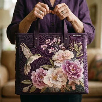 Elegant Artisan Bag Featuring Hummingbird and Orchid Design – Stylish and Functional