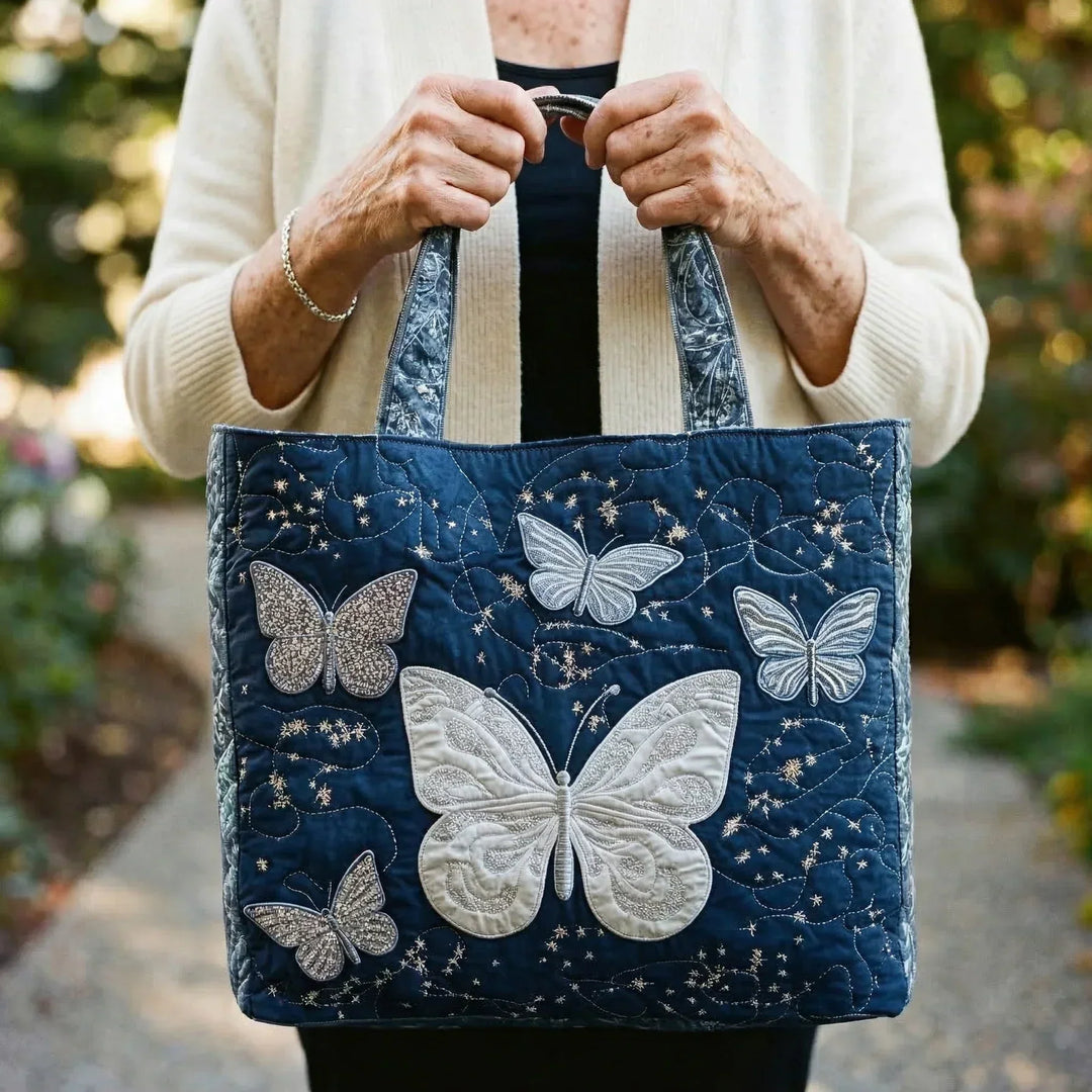 Elegant Silver Butterfly Artisan Bag – Stylish and Functional