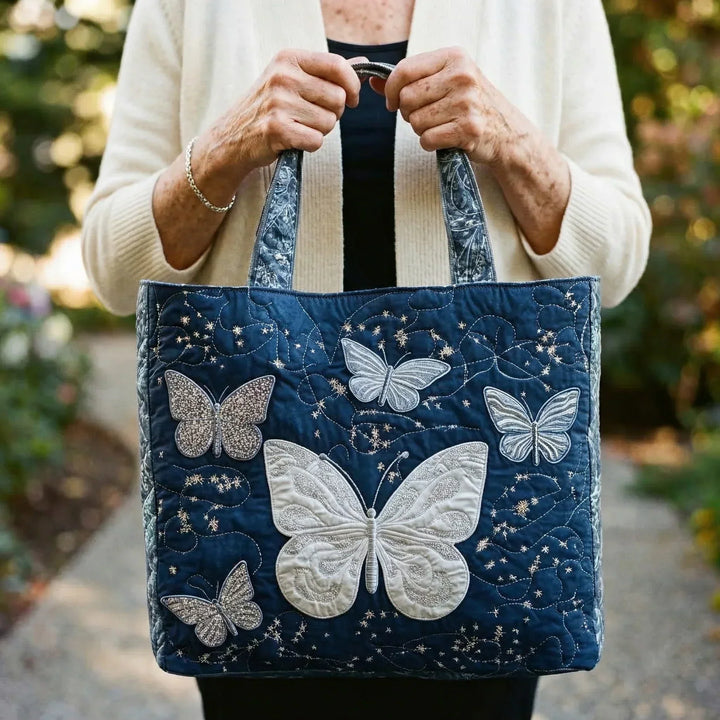 Elegant Silver Butterfly Artisan Bag – Stylish and Functional