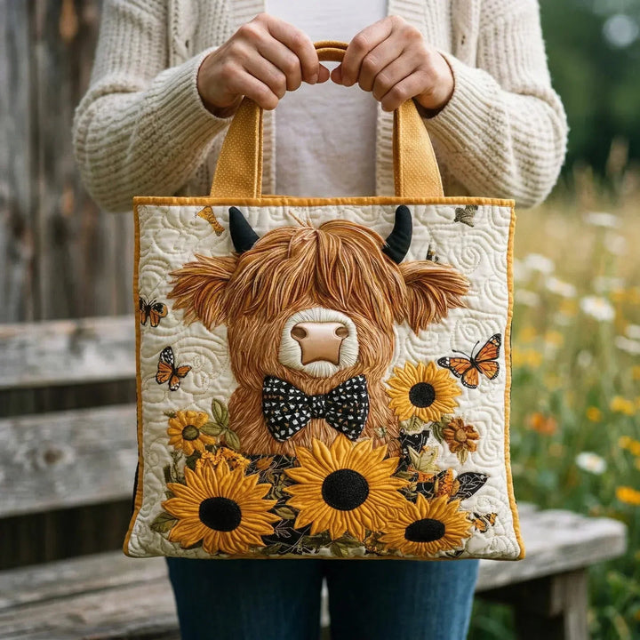 Handcrafted Bag Featuring Cows and Sunflowers – Perfect Gift Option