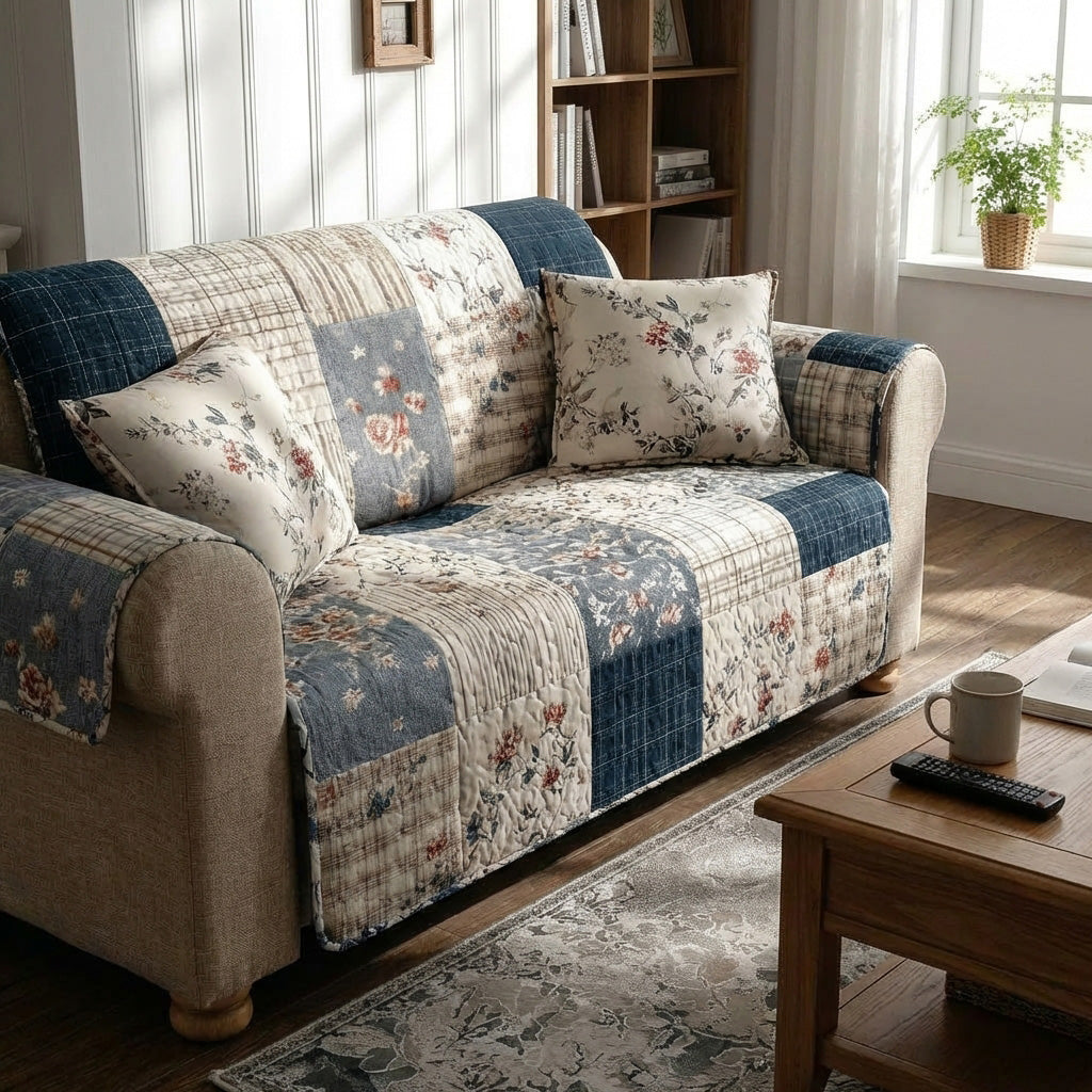 Retro Patchwork Quilted Sofa Throw - NCU0LDH392