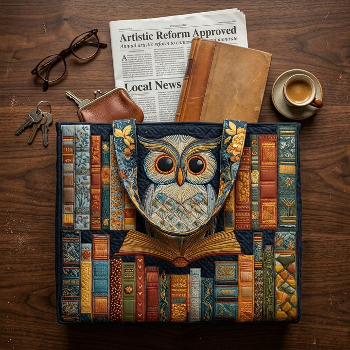 Artisan Owl and Vintage Book Tote – Perfect Gift Idea