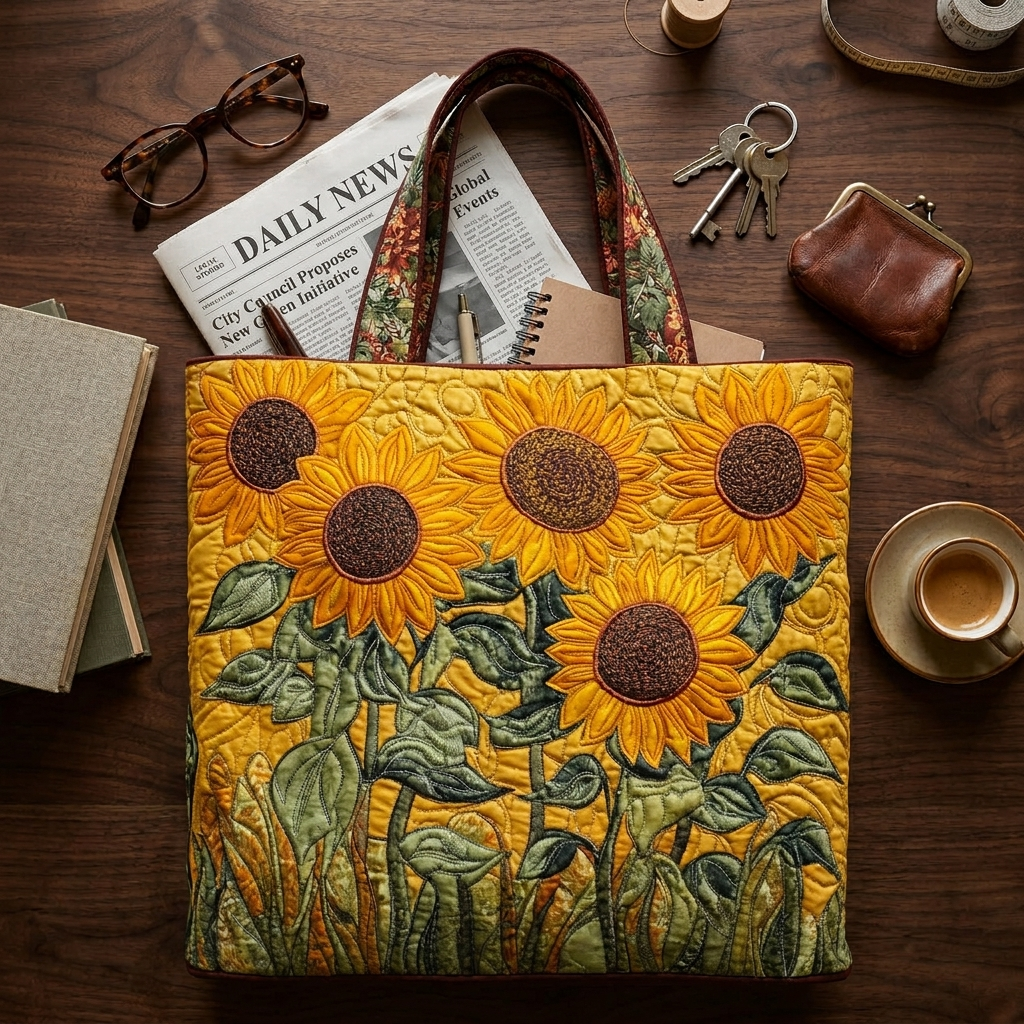 Elegant and Functional Sunflower Handbag
