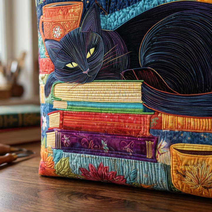 Women's Tote featuring Black Cat, Books, and Mugs – Available in Two Sizes