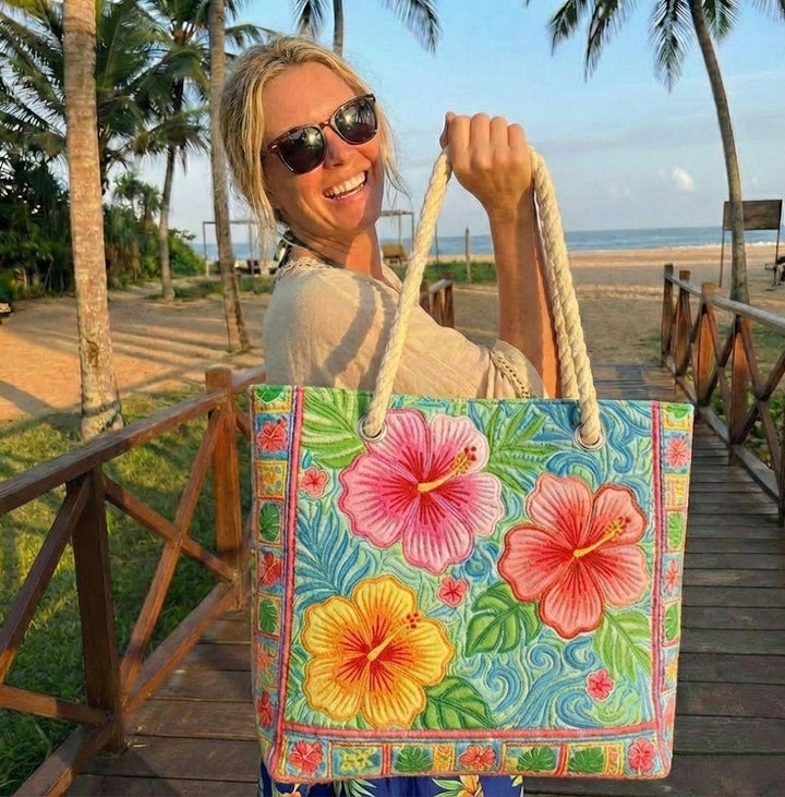 Tropical Floral Handmade Beach Bag